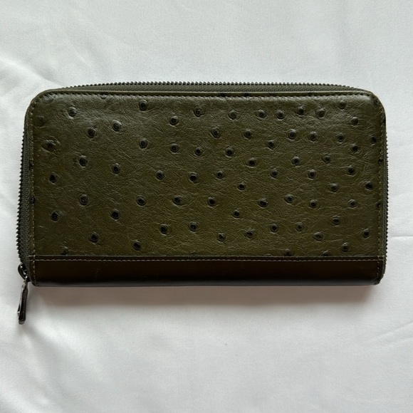 Green ostrich leather wallet - Picture 2 of 8